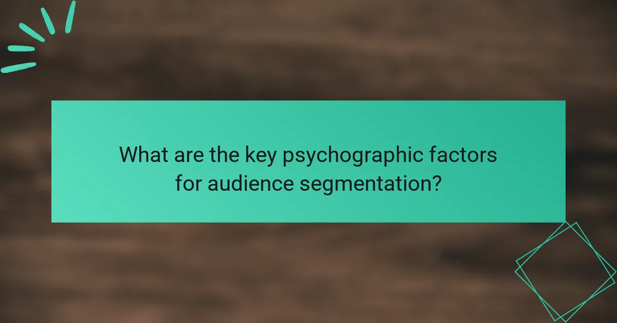 What are the key psychographic factors for audience segmentation?