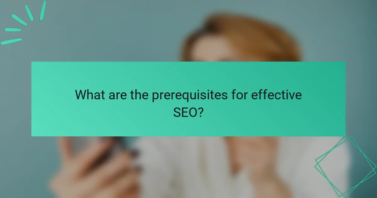 What are the prerequisites for effective SEO?
